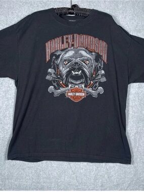 Harley Davidson World Oklahoma City Bulldog Biker Black T-Shirt
Men's Size XL